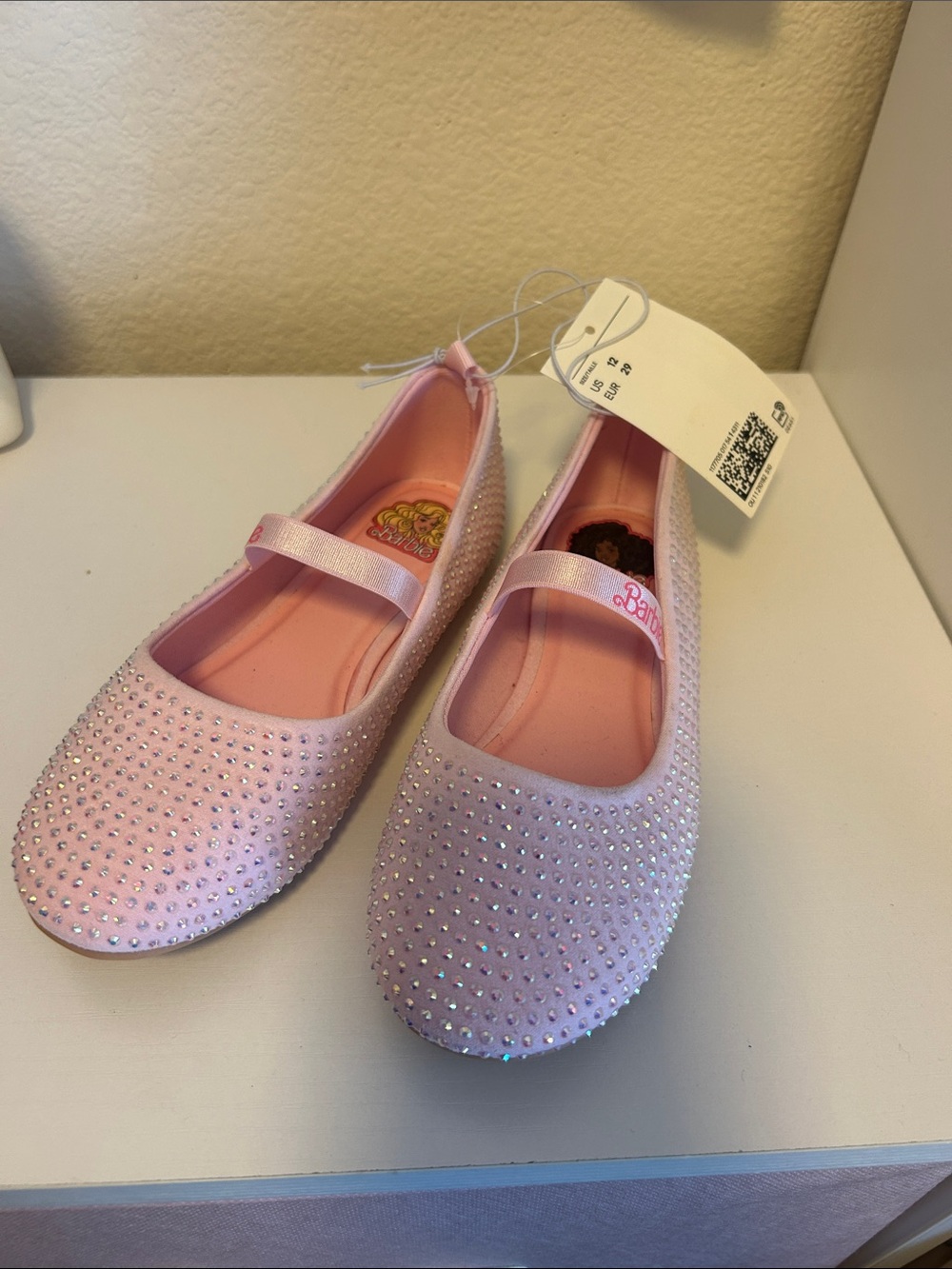 Barbie Light Pink Rhinestone Flats for Kids